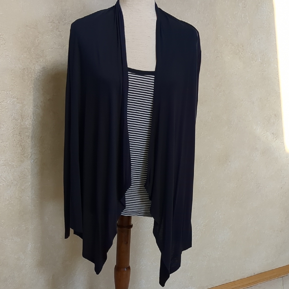 Karen Kane Navy Draped Open-Front Cardigan/Tank
